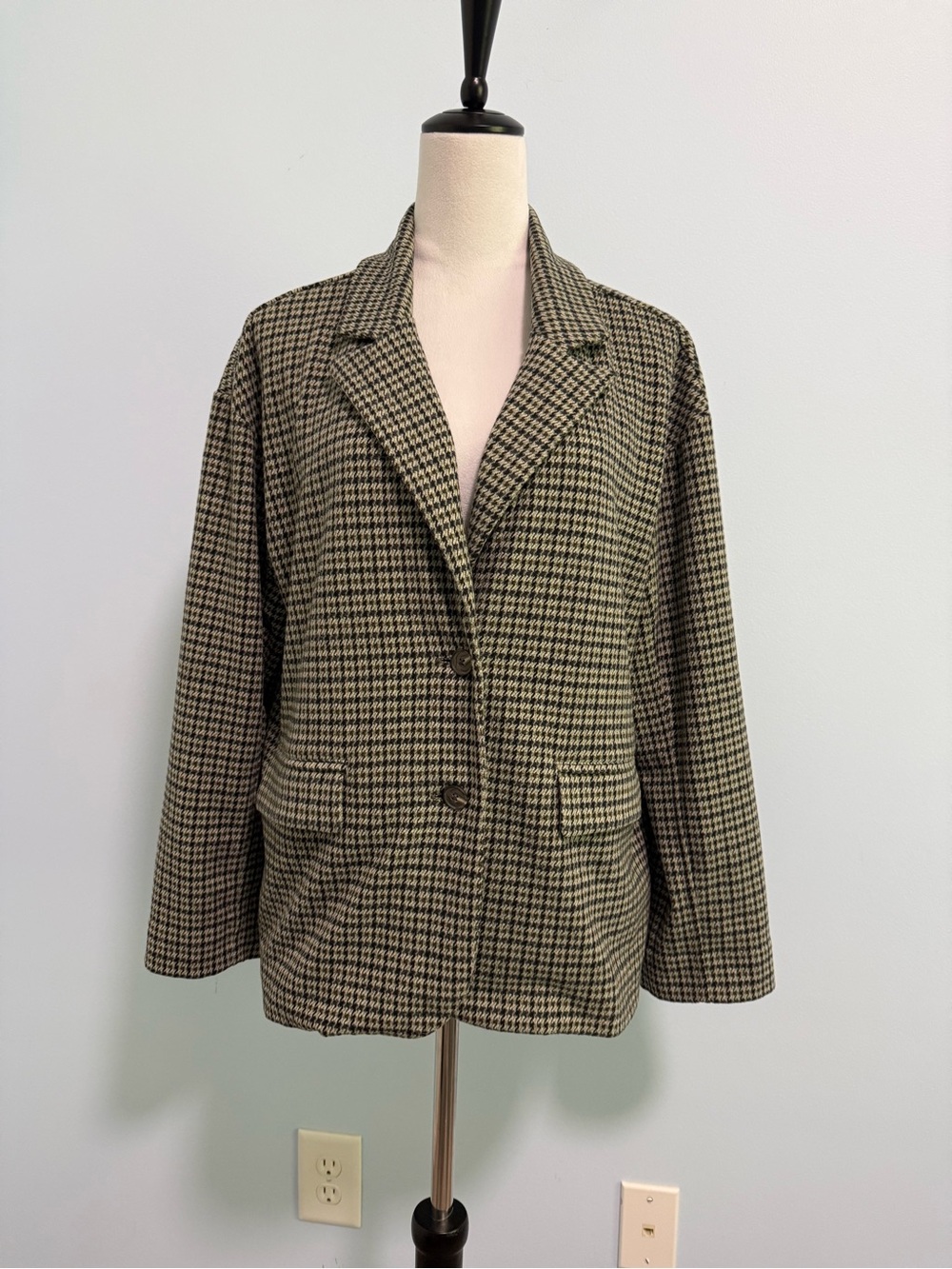 Madewell Larsen Houndstooth Blazer Size M Oversized Plaid Academia - Picture 2 of 10